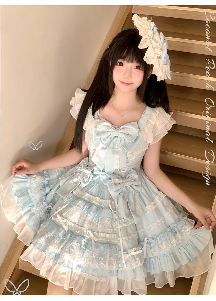 Jundakara Lolita Cosplay Off-Shoulder und Abnehmbares Französische Prinzessin Größe M Damenkleid, JSK, Kostüm, Spitze, Rüschen, Band, Schnürung, Lolita,
