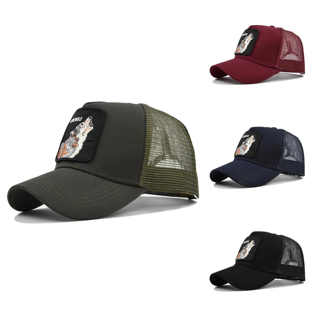 Animal Baseball Embroidered Cap Wolf Pattern Mesh Cap In A Variety Colors Of