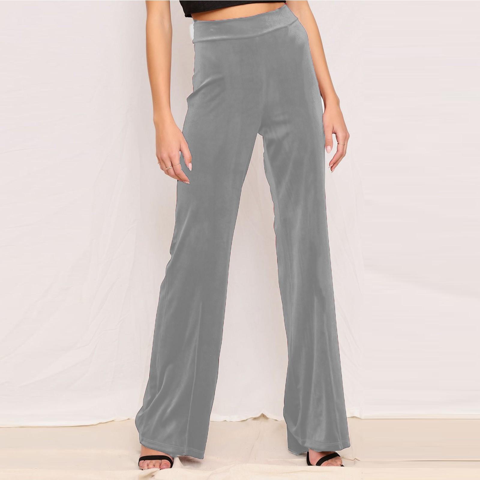 

Женские повседневные модные повседневные однотонные эластичные брюки с высокой талией XXL