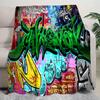 Graffiti Print Blanket Soft Comfortable All Seasons Suitable Sofa Office Nap Travel Birthday Gift Christmas Present