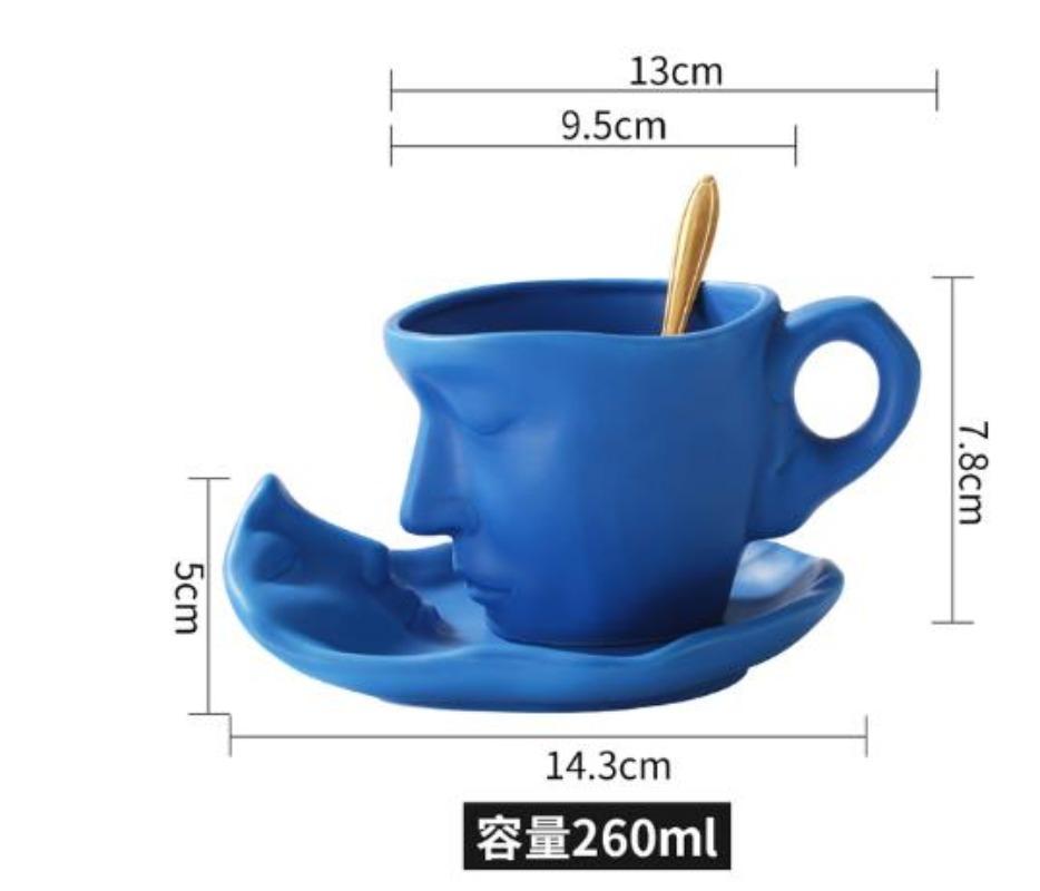

Silver Face Ceramic Coffee Cup Imitation Metal Abstract Art Figure Kissing Teacup Couple Gift Office Mug Breakfast Milk Mug Home 260ML