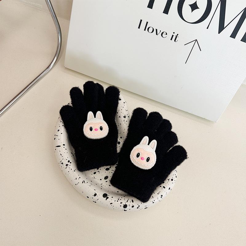

Autumn and Winter New Cartoon Lab Cloth Children s Gloves Woolen Knitted Gloves for Boys and Girls Warm Thickened Finger Gloves one size