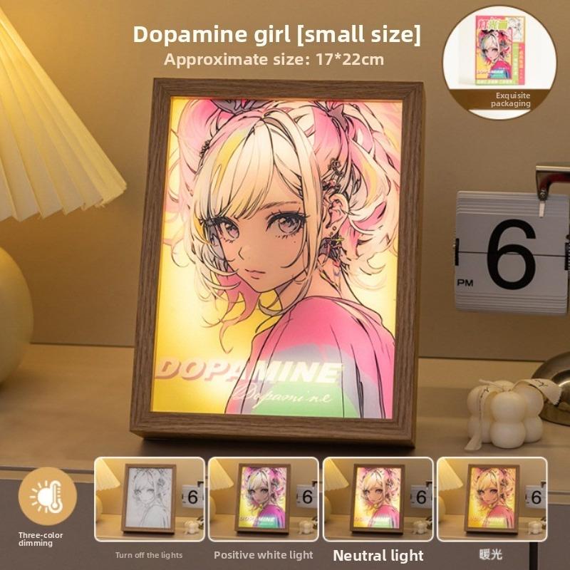 22cm/8.66in Cartoon Anime Figure 3D Light Painting Angel Silvia Creative Photo Led Night Lamp Christmas Gifts Bedroom Decoration