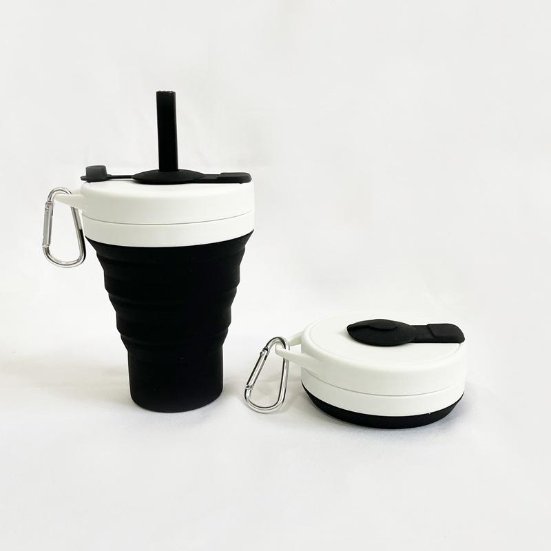 

Силиконовая чашка для кофе, складная карманная чашка для бутылки, складная портативная выдвижная бутылка для воды, пояс, солома, 450 мл, новинка 450ml1PCS