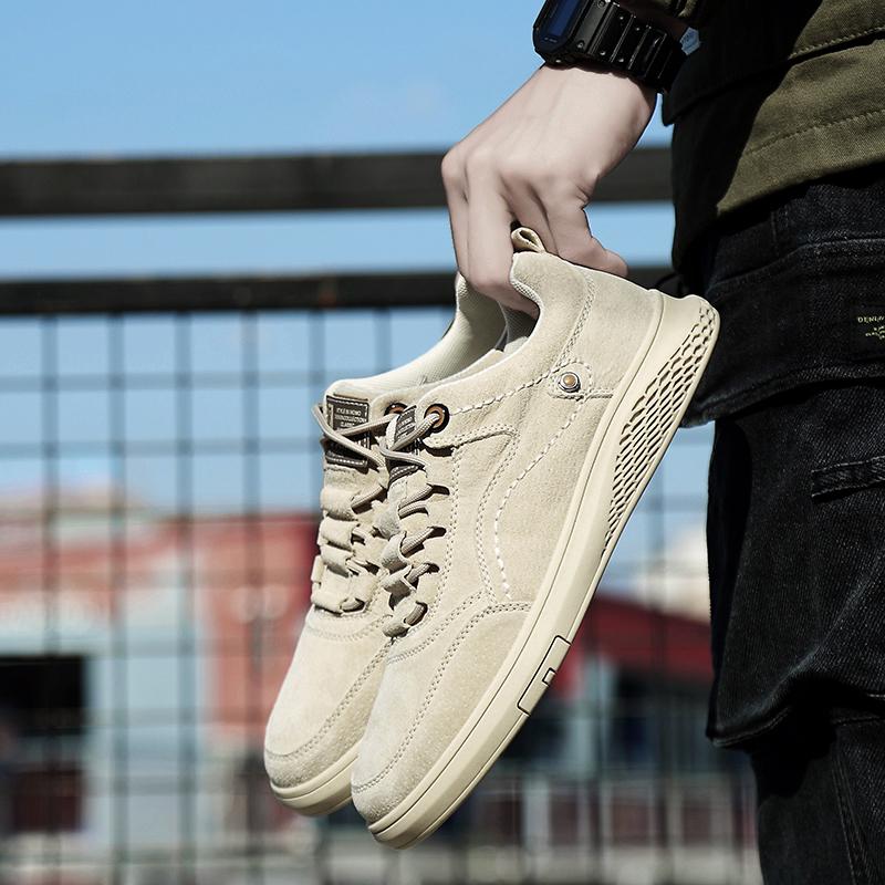 Fashion Male Comfortable Driving Shoe Leather Fashion Skate Shoes Men All-match Men's Walking Shoes Lightweight Men's Vulcanize Flats