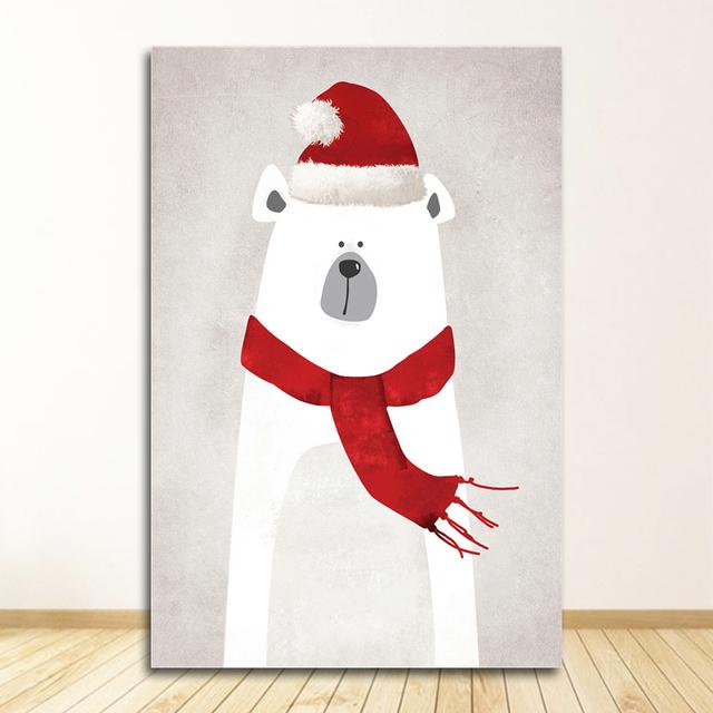 Painting Print Baby Room Home Wall Decor Nordic Cute Animal Hippo Penguin Polar Bear Portrait A4 A3 A2 Canvas Art Poster
