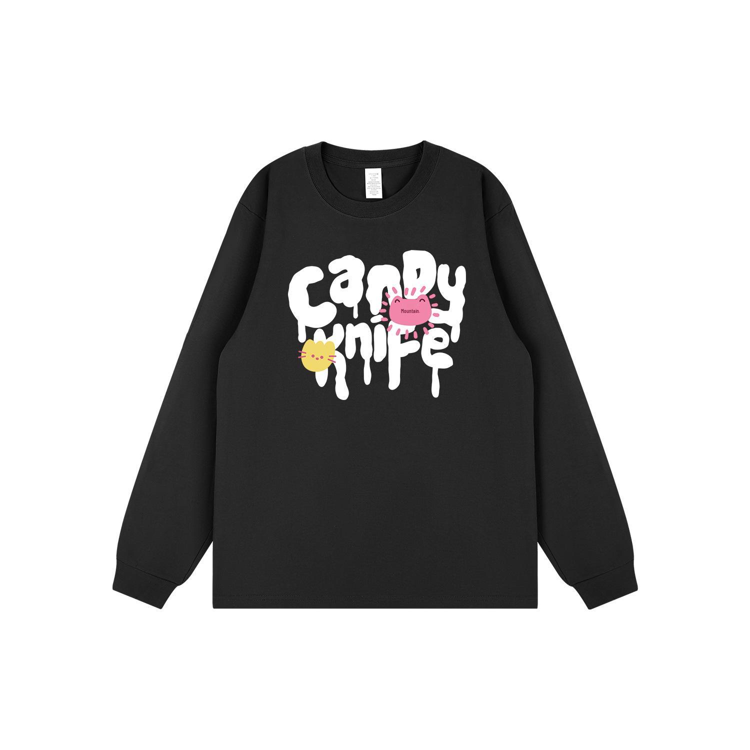 

Korean Trendy Graffiti Letter Print Unisex Loose Long Sleeve T-Shirt for Autumn/Winter XL
