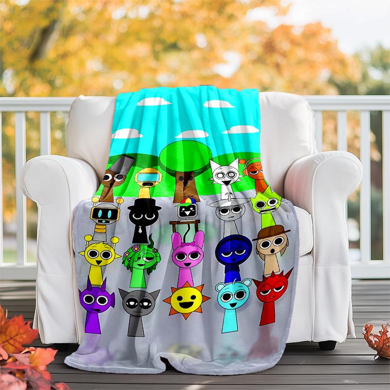 1pc SPRUNKI8 Theme Blanket - Digital Print, Polyester, Cozy for All Seasons, Perfect for Outdoor, Camping, and Travel