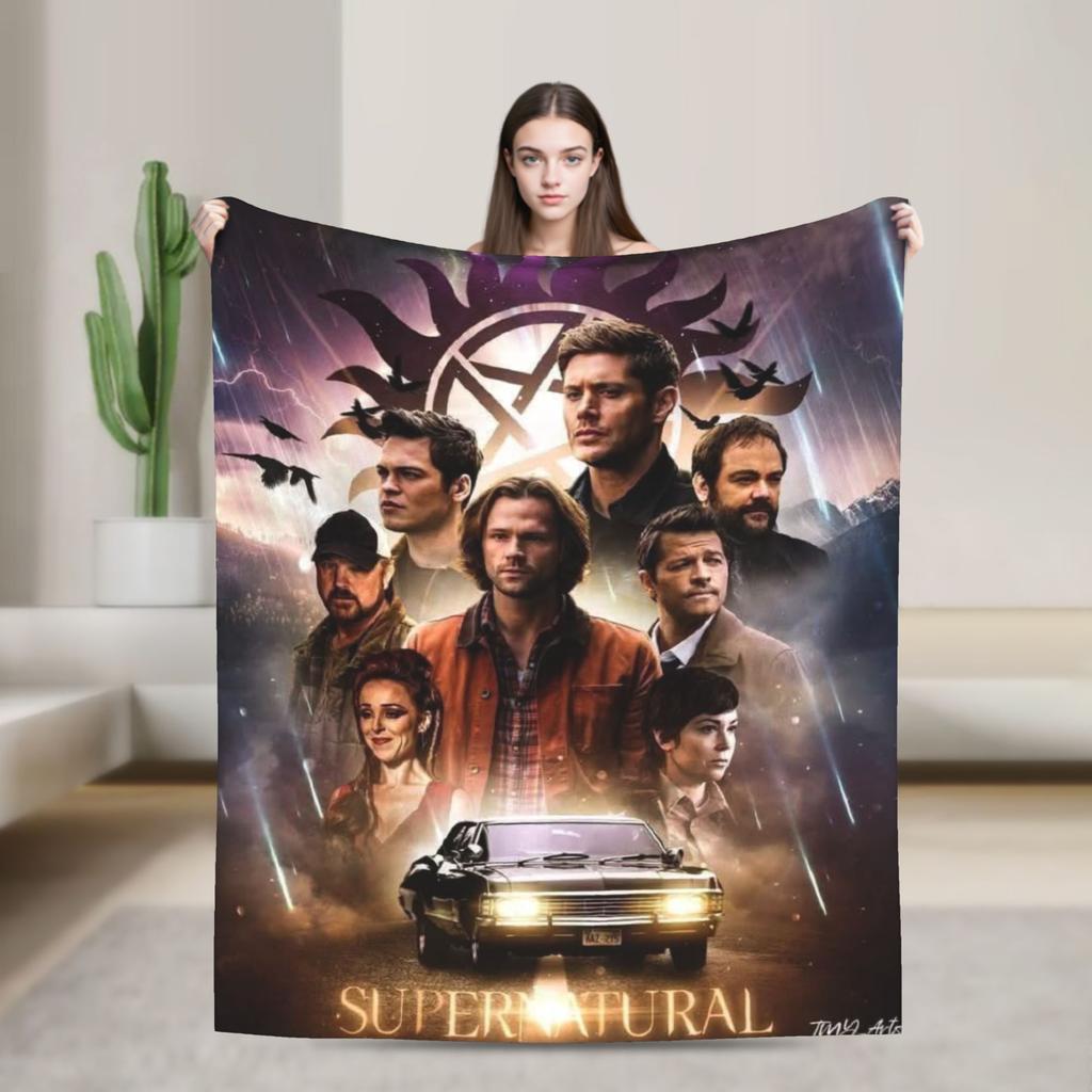Supernatural TV Flannel Blanket  Super Soft Throw Blanket for Living Room Decorative Graphic Bedspread Sofa Bed Cover