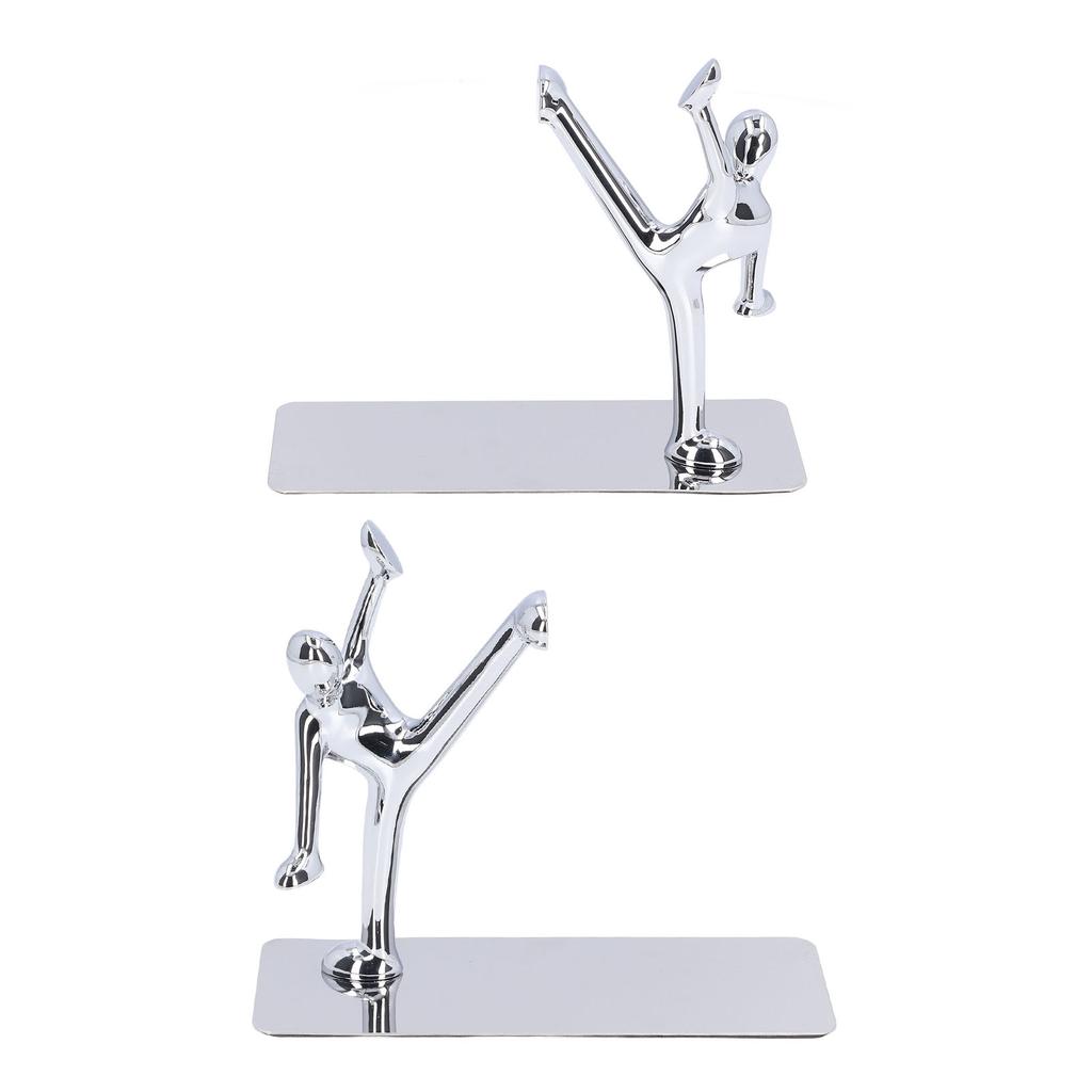 2Pcs Metal Book Ends Unique Men Design Simple Fashionable Decorative Bookends for Home Office Bar