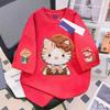 100% Cotton Women's Cartoon Cat Short Sleeve T-Shirt - Summer 2026 Red Unisex Style
