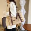 Women Canvas Shoulder Bags College Girl Books Handbag Cotton Cloth Fabric Commuting Zipper Purse Big Tote Ladies Shopping Bag