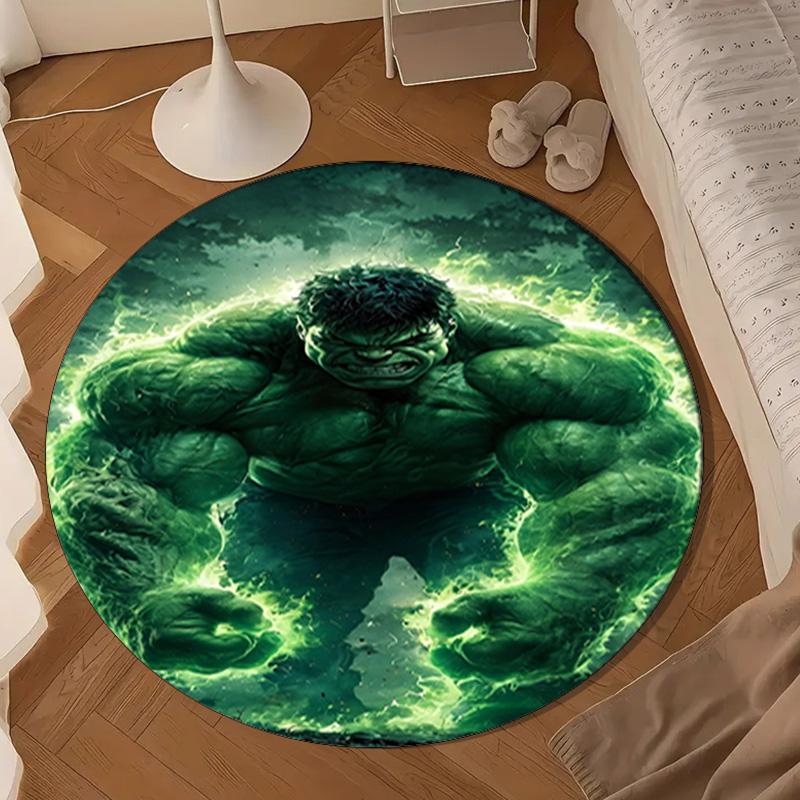 Hero Power Breaks Through Round Rug for Livingroom,Bedroom, Palyroom, Chair Rug, Area rug, Circle Carpet, Large Size Decor Fan Christmas gift