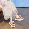 Fashion Flower Female Shoes Womens Slippers Outdoor Slides String Bead Fashion 2025 Flat Summer Luxury Floral Shoes Woman 2025 Flower Fe