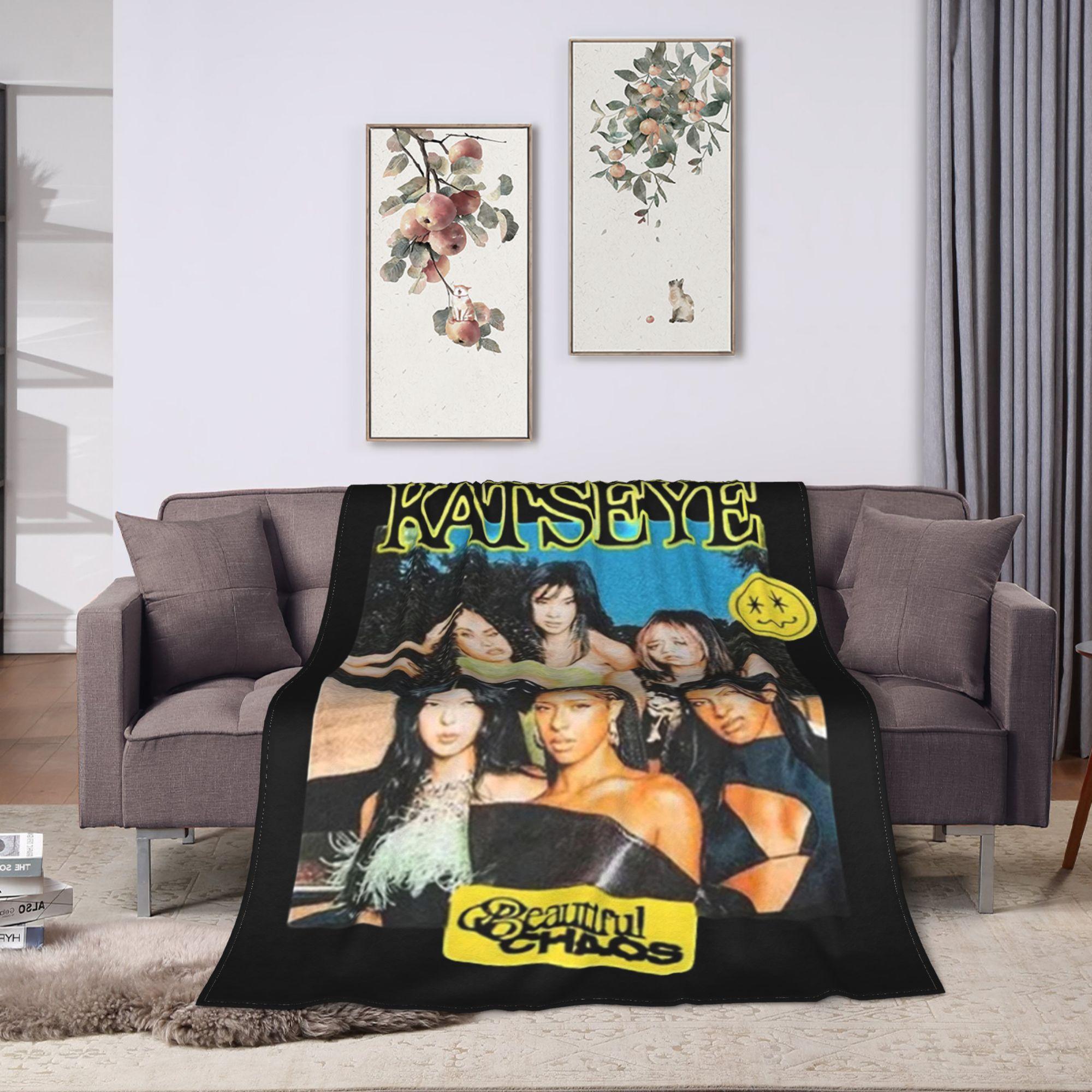Vintage Katseye Gnarly Blankets Velvet Summer   Multifunction Super Warm Throw Blanket for Sofa Car Bedspread 100x150cm