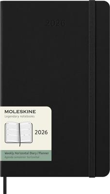 Moleskine 2026 Planner, January Start, 12-Month Weekly Diary, Horizontal, Large Size (13cm X 21cm), Hardcover, Black, DHB12WH3Y26