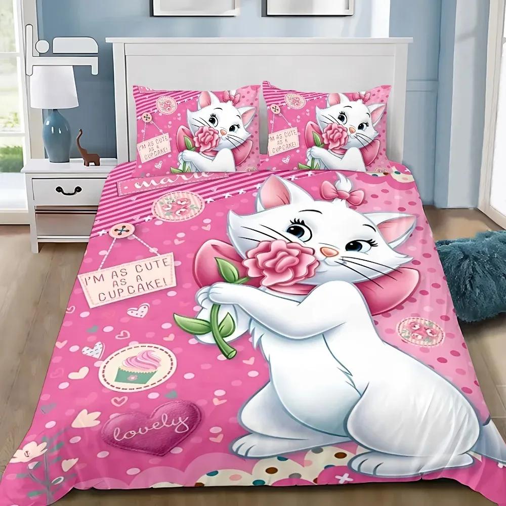 Cartoon Cute Anime Cat Duvet Cover and Pillowcases 75*50cm,Cat Bedding Set for Adult Boy Girl Bedroom Decoration Children Gifts