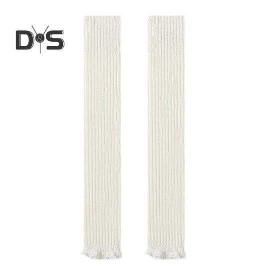 

1 пара зимних чехлов для икр, трикотажные противоскользящие однотонные эластичные чехлы с искусственным жемчугом в стиле Лолиты, JK, для косплея, повседневной носки, для занятий спортом и отдыха, гетры белый