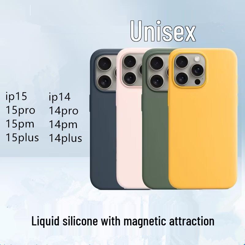 Unisex Liquid Silicone Magnetic Phone Case for iPhone 15/15 Pro Max, Drop-Proof
