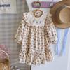 2026 Autumn French Floral Embroidered Girls' Princess Dress with Ruffle Long Sleeves