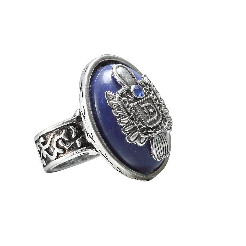 Bohemian Punk Vampire Diaries Lapis Lazuli Carved Alloy Ring