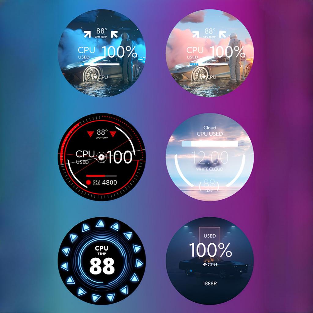 inch water cooling IPS circular screen screen 360 degree rotation wallpaper [Small Lab] 2.1 sub-screen built-in (white)