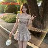 Elegant Floral One Shoulder Dress With Polyester Fabric For Summer Womens Casual Wear