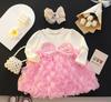 Girls Faux Two Piece Long Sleeve Dress Spring Autumn Summer Versatile Princess Skirt For Little Kids Sweet