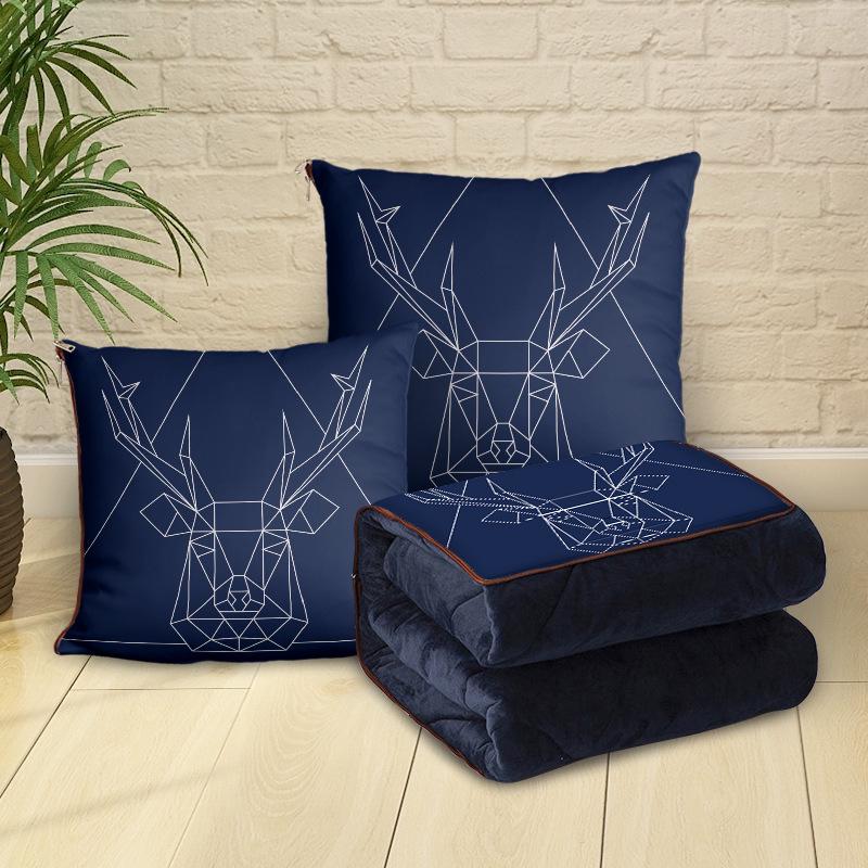 Custom Cartoon Plush Throw Pillow Blanket with Fleece Lining