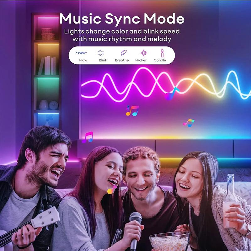 Smart Neon Strips Light Outdoor Neon Light Strip Waterproof Flexible Led Lighting Strip Neon Led Lights Strips Music Sync