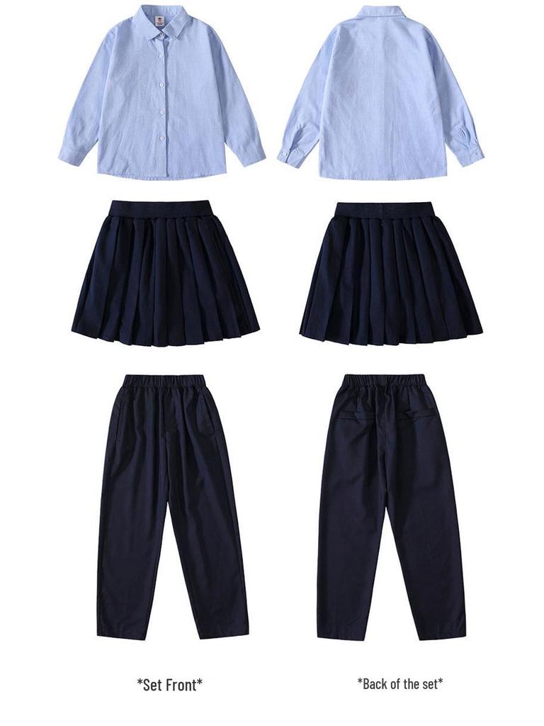 Britský styl Pletený třídílný set školní uniformy pro mateřské a základní školy - Jaro, Podzim a Zima