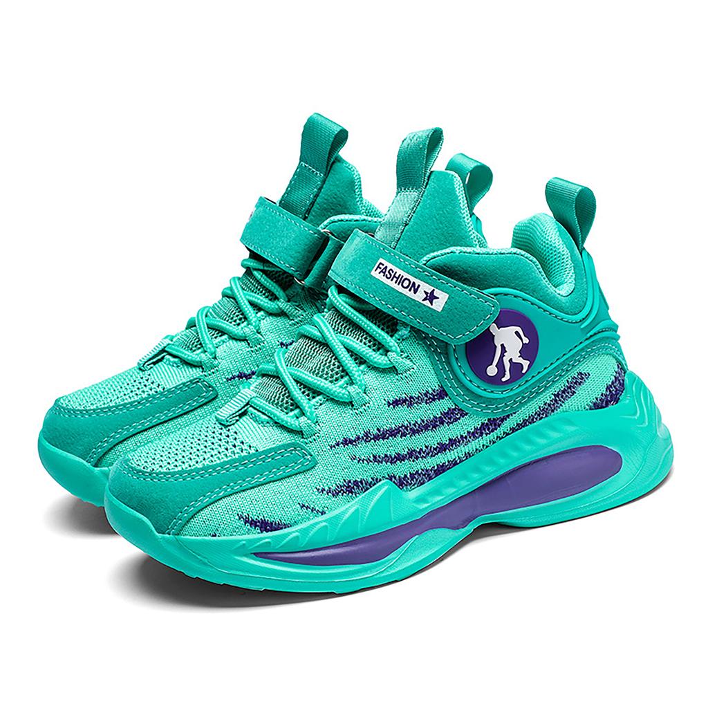 Boys' sports shoes fly mesh breathable lace-up lightweight soft sole comfortable wear-resistant basketball shoes for men