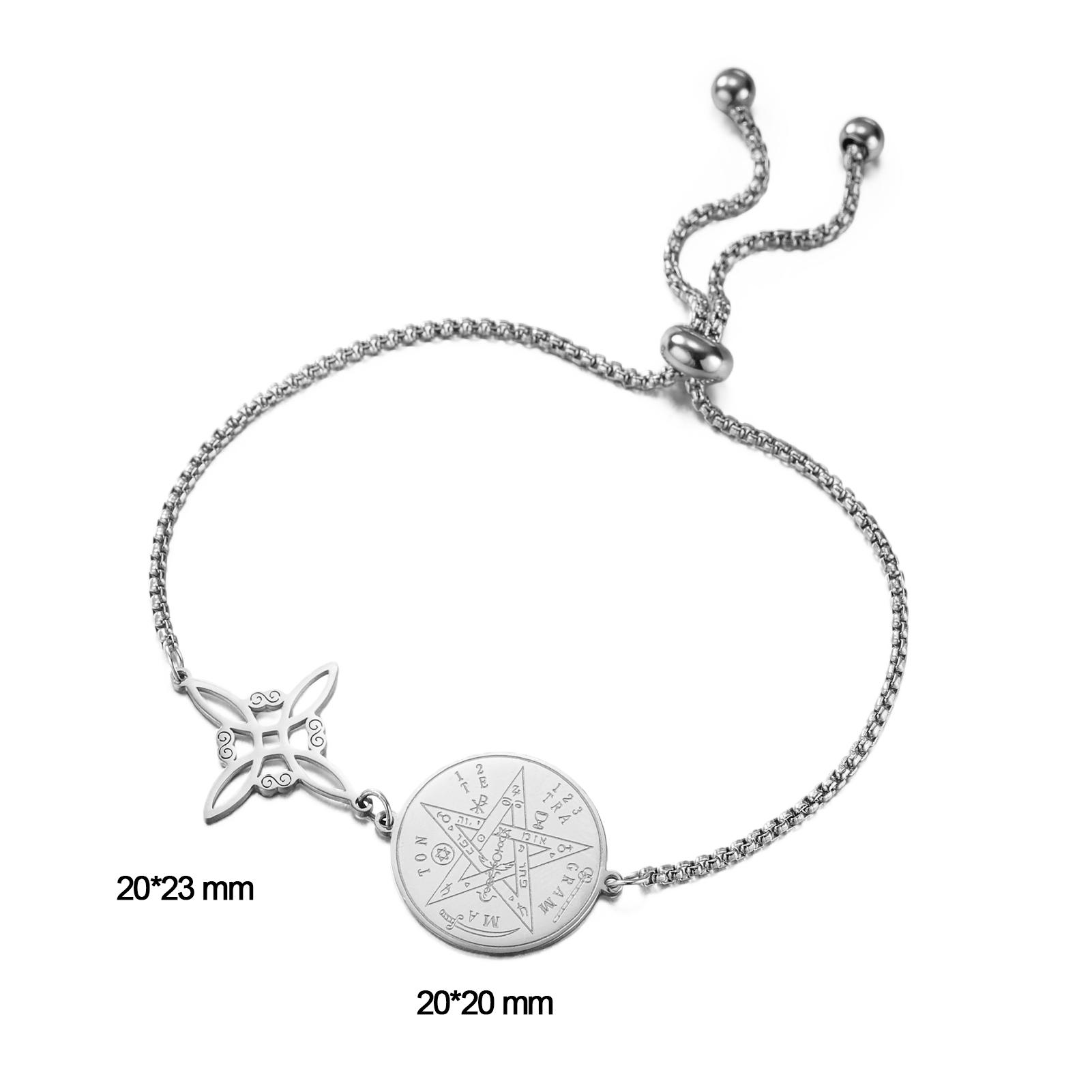 

Teamer Double Amulet Witch Knot Pentagram Charms Bracelet For Women Gold Color Stainless Steel Trendy Lucky Jewelry 2026 New 17-22cm