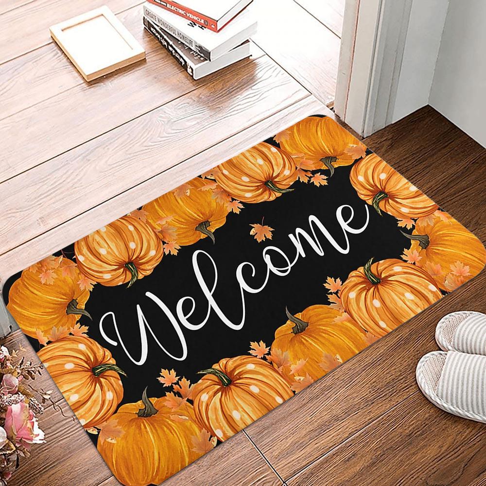 Autumn Maple Leaves Welcome Doormat Non-Slip Machine Washable Carpet For Living Room Bedroom Bathroom Kitchen And Laundry Rug