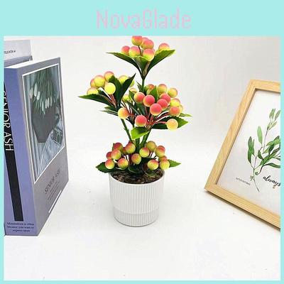 Simulated Berry Potted Plant Artificial Green Plant With Stone Decoration For Home And Event Styling