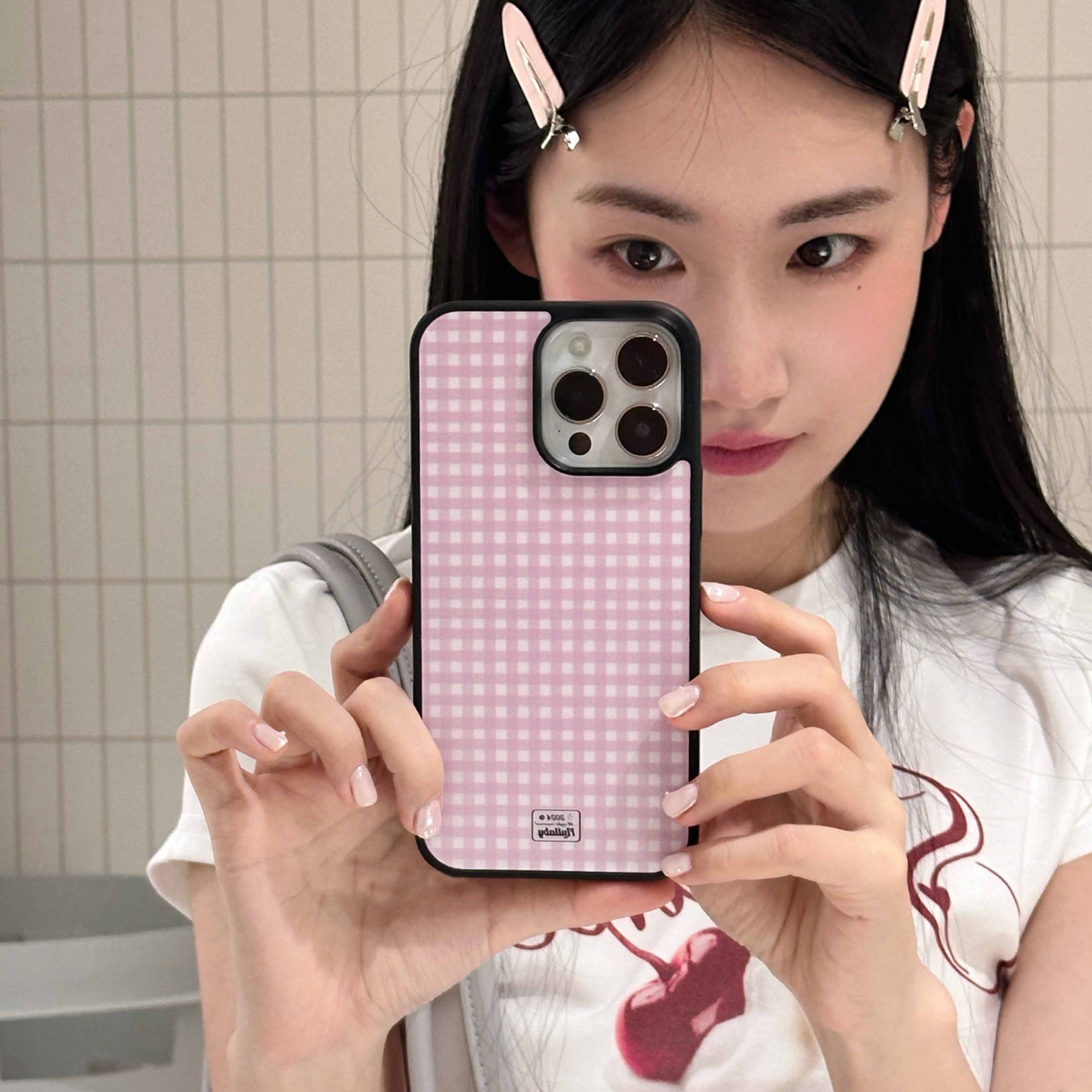

Ins Korean Lovely Young Girl Pink Grid Phone Case For iPhone 16 15 14 13 12 11 Pro MAX Xr XS XSMAX Mini 7 8 Plus Y2K Back Cover iPhone 13 mini