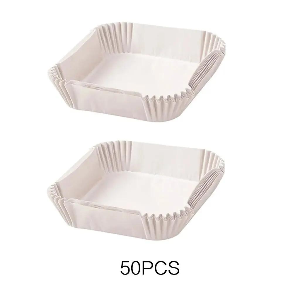 20/50/100Pcs Air Fryer Disposable Paper Air Fryer Accessories Square Oilproof  Liner Non-Stick Mat for Kitchen Oven Baking