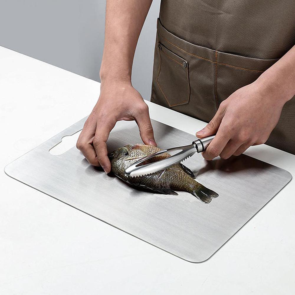 Double Thick Titanium Cutting Boards Stainless Steel For Home Kitchen Cooking Board Meat Fruits Vegetables Bread Outdoor Camping