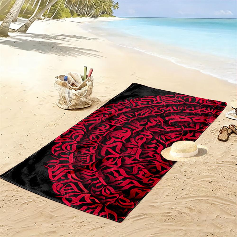 Abstract Red and Black Pattern Beach Towel Quick-drying for Travel Outdoor Sports Jogging Beach and Swimming