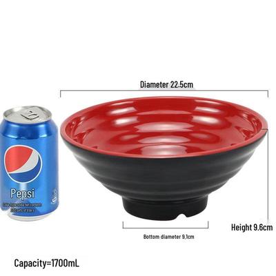 Zhishi Melamine Noodle Bowls - Black & Red (Set of 3)