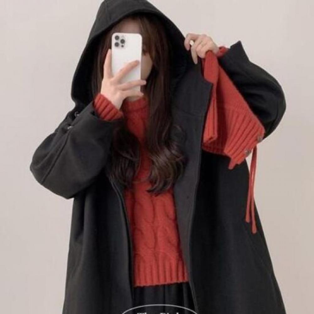 The Pink Unisex Oversized Snap Button Hooded Long Coat
