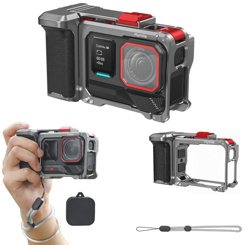 Insta360 Ace Pro Camera Cage Kit with Grip Shutter Lens and Strap Pro2/Ace Holder, Button, Cap, Anti-Loss