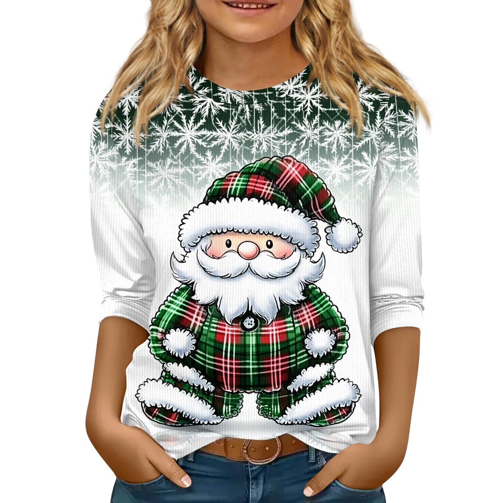 

Детская футболка с рукавом 3/4, повседневная футболка с принтом, круглый вырез, блузка-пуловер 160