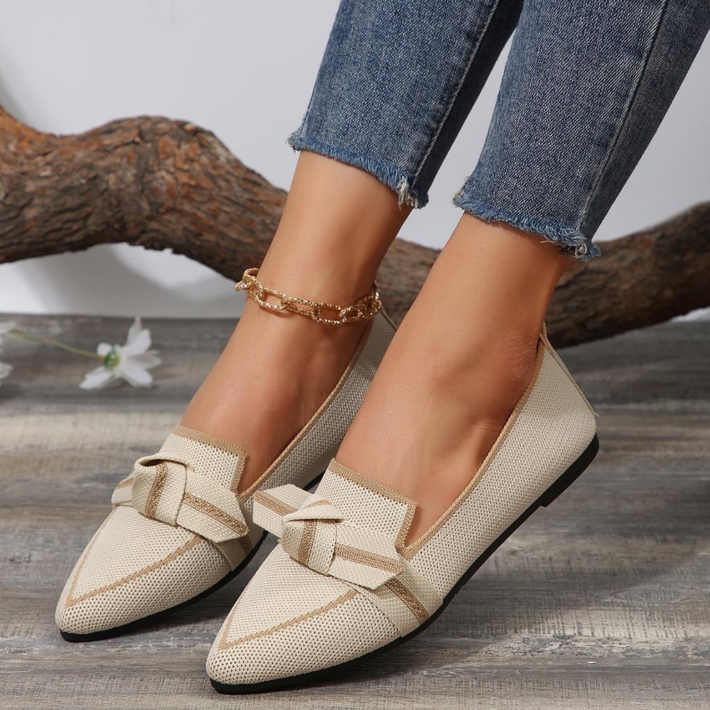 Flying weaving lazy single shoes women's new one-pedal large-size bow professional single shoes spot wholesale