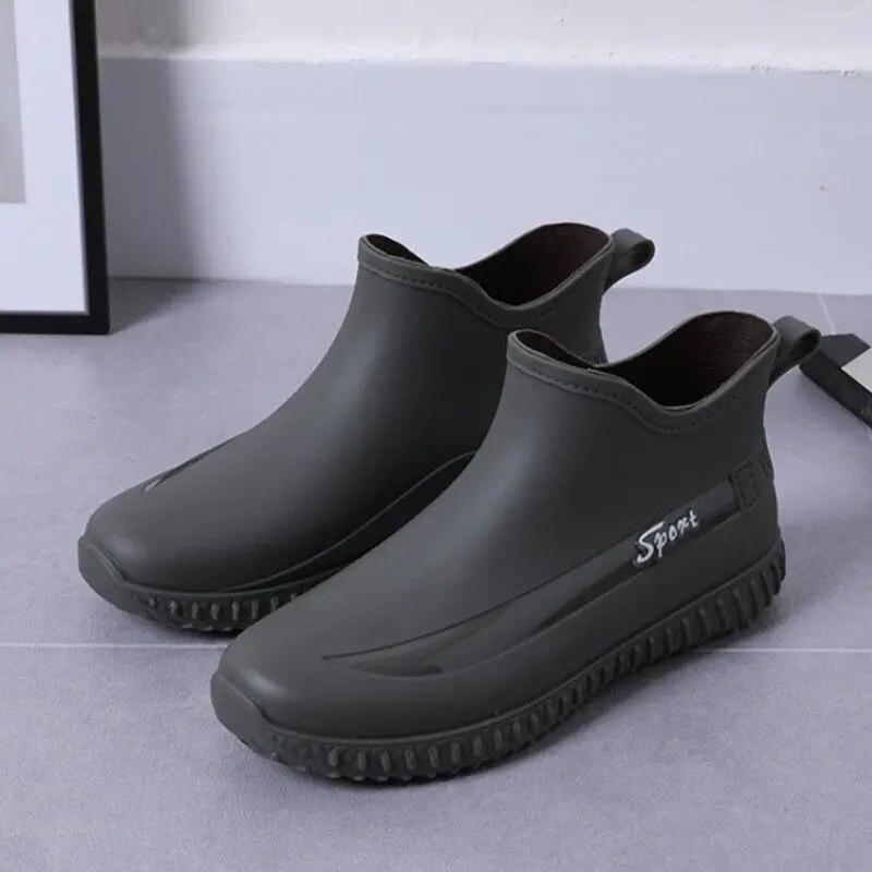 Mode kurze Regenstiefel Herren rutschfeste wasserdichte Küche Gummischuhe Autowäsche verschleißfeste Wasserschuhe