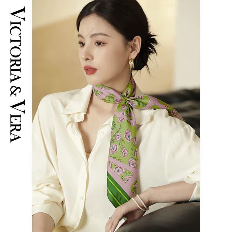 VICTORIA&VERA Floral Mulberry Silk Scarf