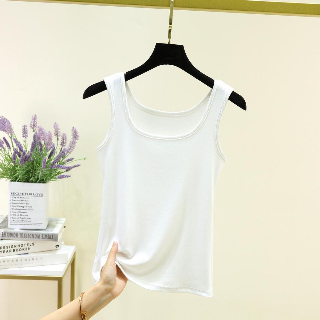 Women's Modal Ribbed Square Neck Sleeveless Slim-Fit Camisole - Versatile Base Layer Shirt for Summer.