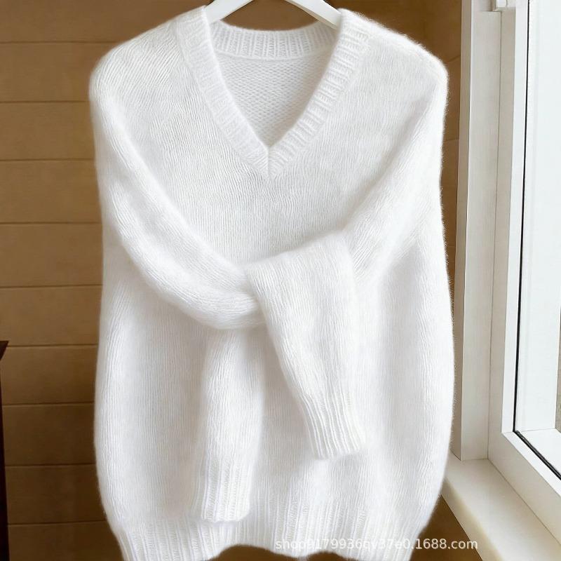 Season V-neck fleece feeling warm feeling pullover sweater women