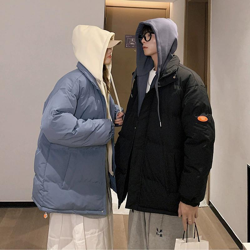 Winter Korean Style Trendy Loose Couple Cotton Jacket, Thick Fake Two-piece Cotton Jacket Jacket