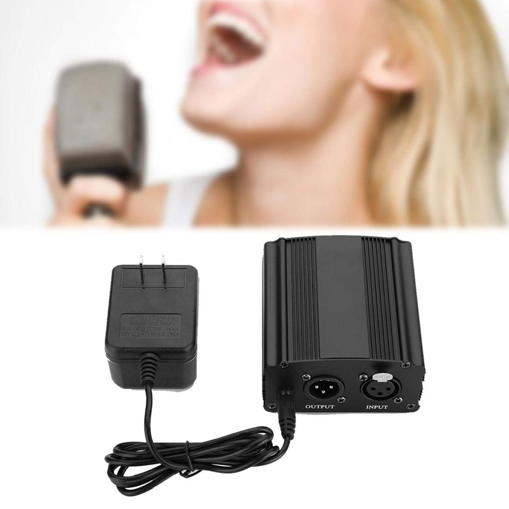 RANNYY Microphone Power Supply 48V Phantom Power Adapter for Condenser Microphones Mini 1-Channel US Regulations